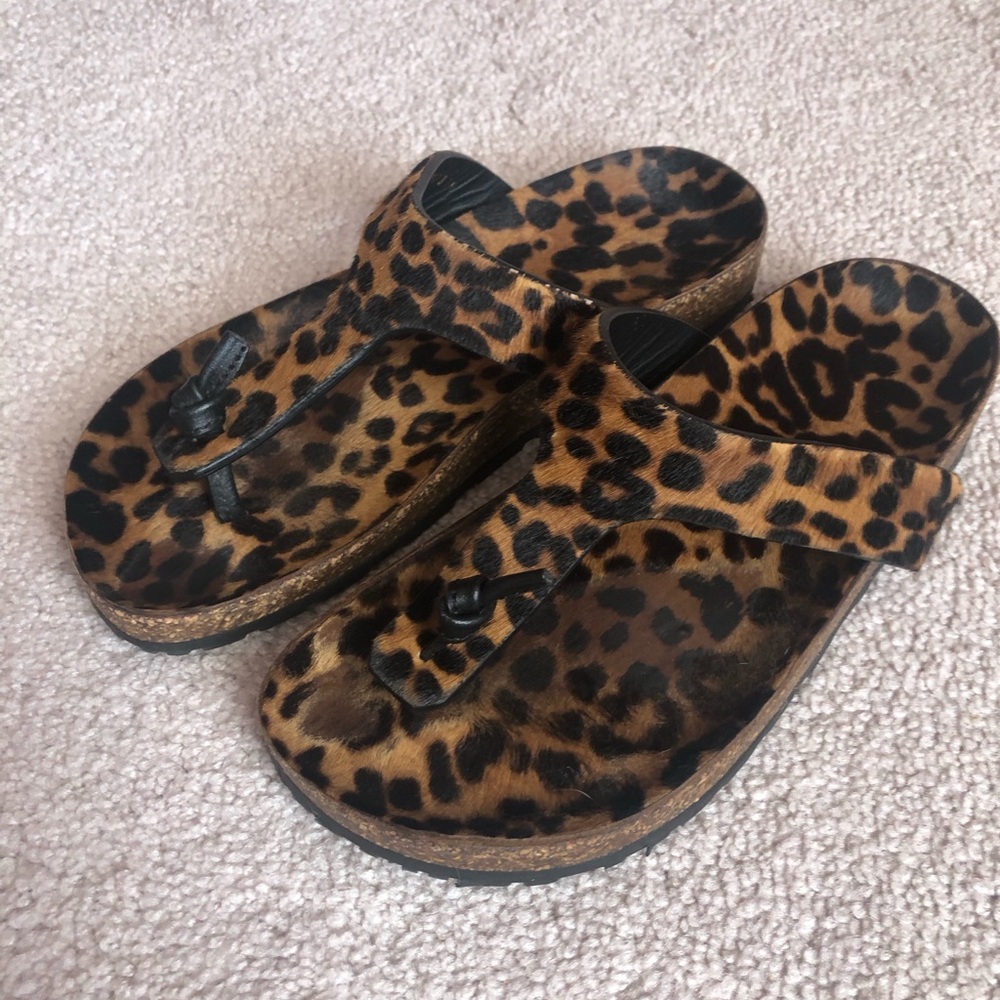Saint Laurent Leopard Print Sandals 37.5
